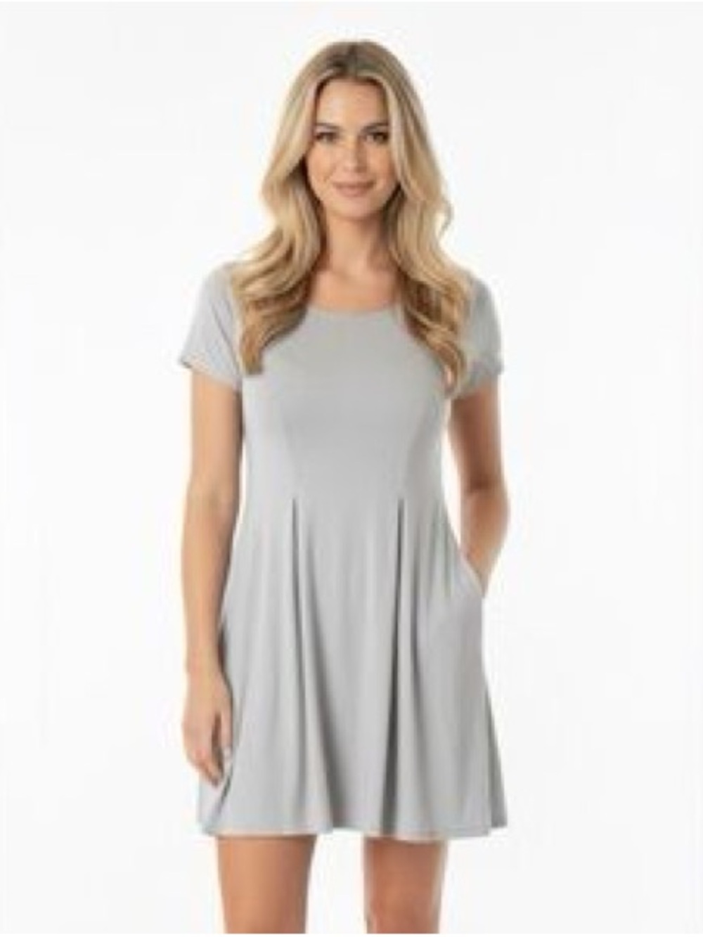 UO Silence & Noise Short Sleeve Dress in Light Gray